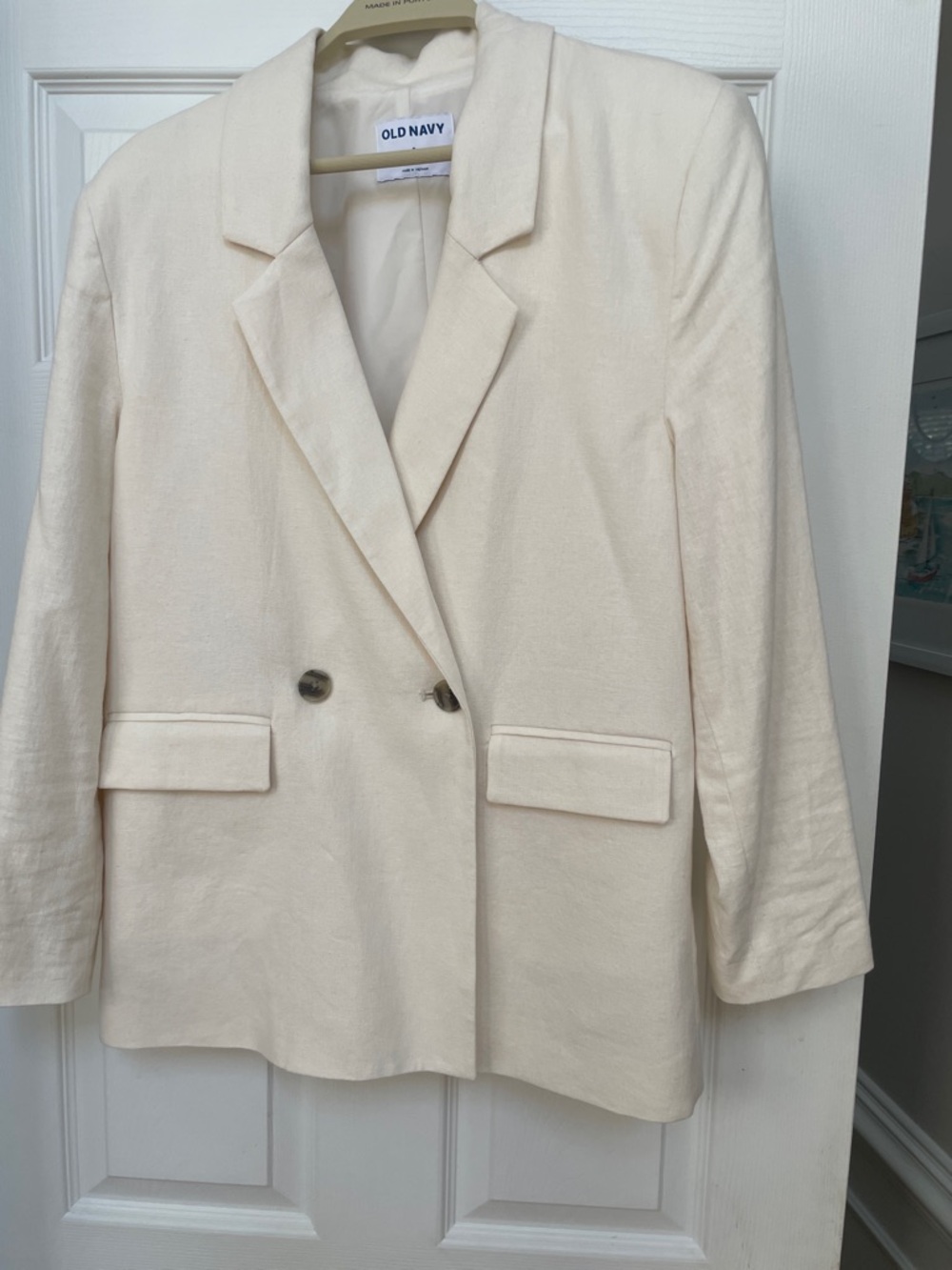 Old Navy Cream Double-Breasted Blazer Jacket